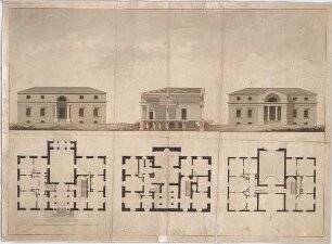 Voit, Johann Michael; Drei Landhäuser - Grundrisse, Ansichten, Querschnitt