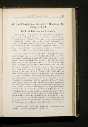 44. Lyell begründet die neuere Richtung der Geologie. 1830.