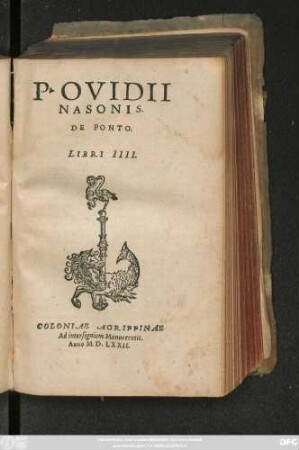 P. OVIDII || NASONIS.|| DE PONTO.|| LIBRI IIII.||