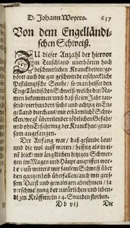 Von dem Engelländischen Schweiß.