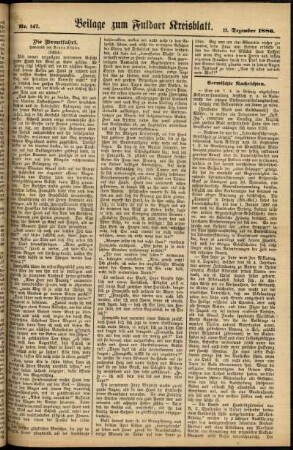 Zweite Ausgabe vom Samstag, den 11. Dezember 1886.