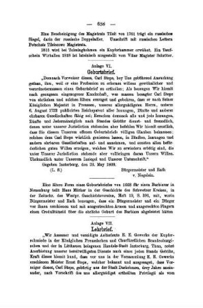 Anlage VI. Geburtsbrief