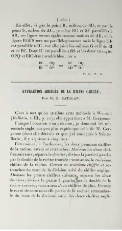 Extraction abrégée de la racine carrée.