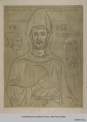 Oberkörper des Heiligen Franziskus und Kopf eines Mönches