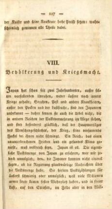 VIII. Bevölkerung und Kriegsmacht