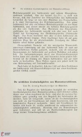 Die wirklichen Geschwindigkeiten von Momentverschlüssen