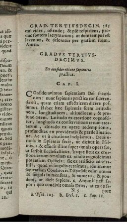 Gradus Tertius-Decimus. Ex consideratione sapientiae practicae.