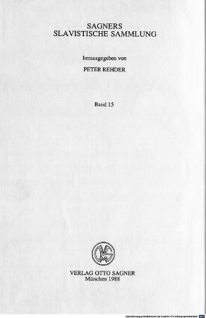 Ars philologica slavica : Festschrift für Heinrich Kunstmann