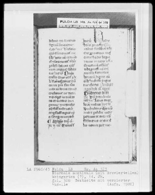 Diurnale aestivale mit Brevierteilen — ---, Folio 308rectoZierinitiale
