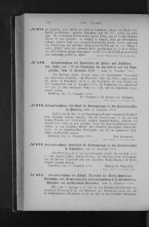 No. 174. Bekanntmachung, betreffend die Eintragungen in das Handelsregister in Ritzebüttel, vom 16. Dezember 1884.
