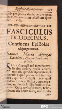 Fasciculus Duodecimus. Epistolas objurgatorias.