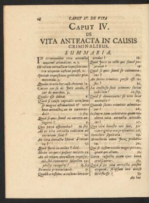 Caput IV. De Vita Anteacta in Causis Criminalibus.