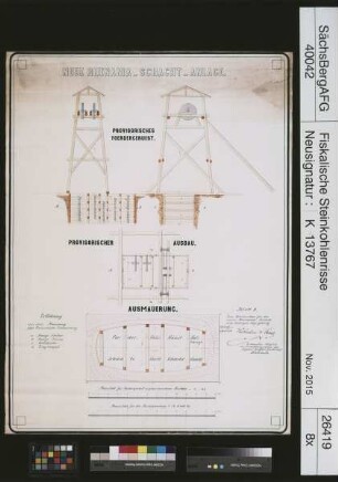 Rhenania, Bergbaugesellschaft, Lugau, neuer Rhenaniaschacht, provisorisches Fördergerüst