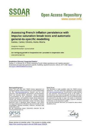 Assessing French inflation persistence with impulse saturation break tests and automatic general-to-specific modelling