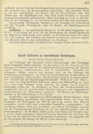 Durch Eilboten zu bestellende Sendungen