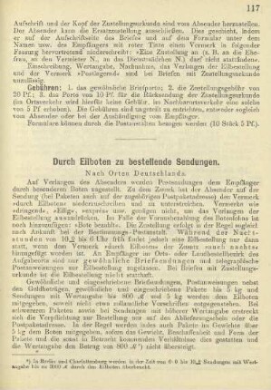 Durch Eilboten zu bestellende Sendungen