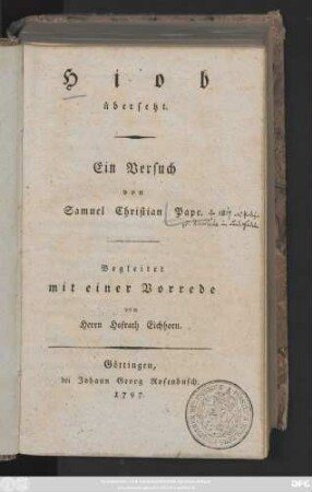 Hiob übersetzt : ein Versuch