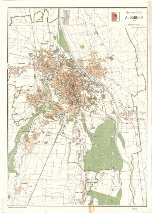 Fischer, Theodor; Augsburg (Bayern); Generalbaulinienplan - Stadtplan