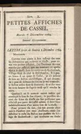 No X (Mardi 7 Decembre 1784)