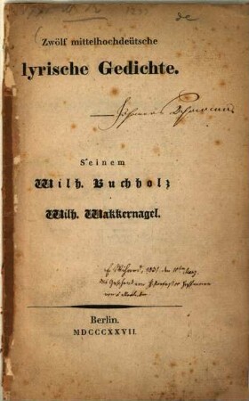 Zwölf mittelhochdeütsche lyrische Gedichte