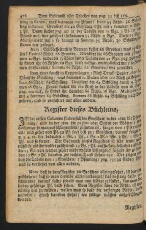 Register dieses Büchleins,
