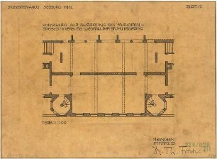 Fischer, Theodor; Kiel; Studentenheim Seeburg - Gestaltung des Studentenspeisezimmers bei Wegfall der Stuhlmagazine (Grundriss)