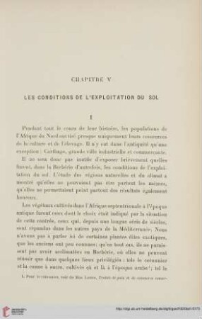 Chapitre V: Les conditions de l'exploitation du sol