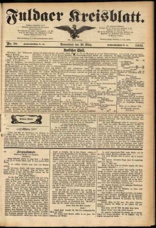 Erste Ausgabe vom Samstag, den 29. März 1902.