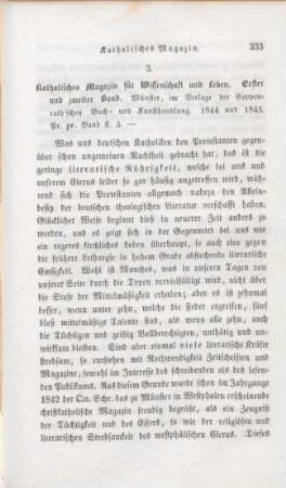 333-335 [Rezension] Katholisches Magazin für Wissenschaft und Leben