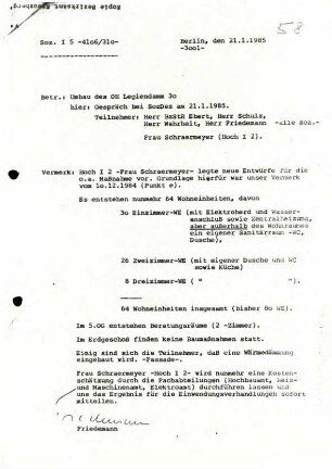 Planungsunterlagen: Obdachlosenheim Legiendamm