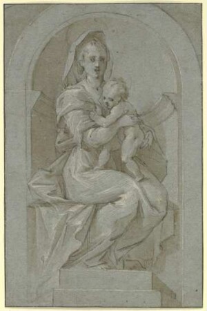 Madonna mit Kind in einer Nische sitzend