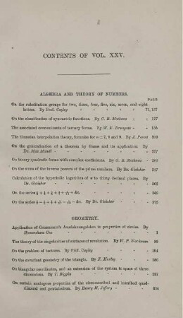 Contents of vol. XXV.