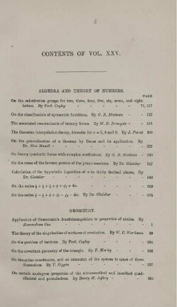 Contents of vol. XXV.