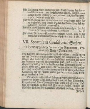 VII. Sportuln in Consistorial-Sachen.