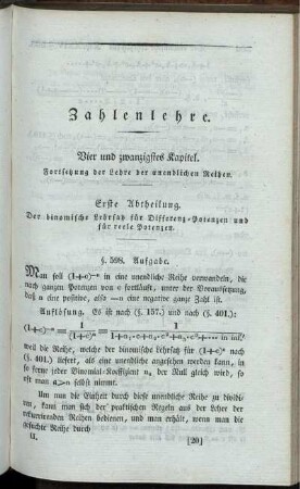 Vier und zwanzigstes Kapitel. Fortsetzung der Lehre der unendlichen Reihen.