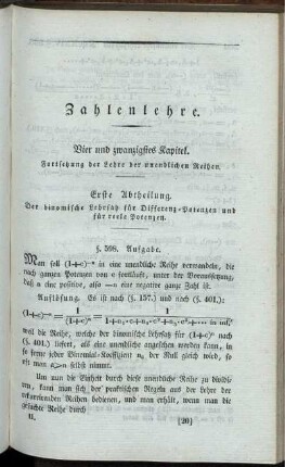 Vier und zwanzigstes Kapitel. Fortsetzung der Lehre der unendlichen Reihen.