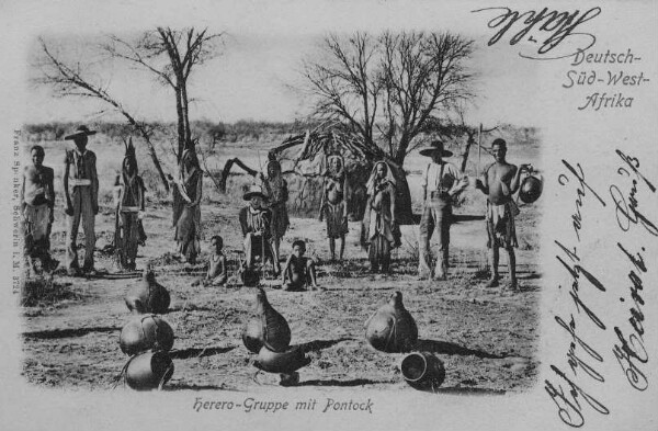 Herero Group with Pontok, Herero, South West Africa