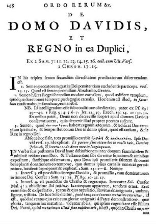 Ordo Rerum &c. De Domo Davidis, Et Regno in ea Duplici, [...]