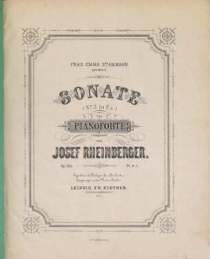 Sonate (Nr. 3 in Es) : für Pianoforte ; op. 135