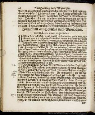 Evangelium am Sonntag nach Weynachten.