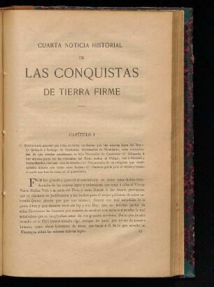 Cuarta noticia historial de las conquistas de Tierra Firme