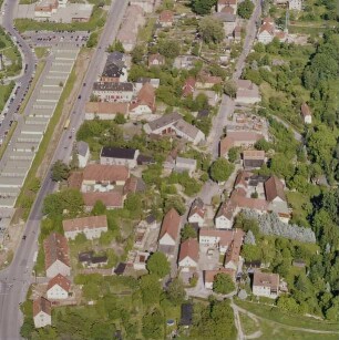 Dresden-Gorbitz. Altgorbitz. Luftbild-Schrägaufnahme von Westen über Kesselsdorfer Straße und Uthmannstraße