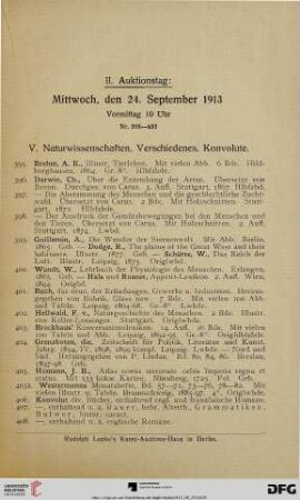 V. Naturwissenschaften, Verschiedenes, Konvolute (Nr. 395-633)
