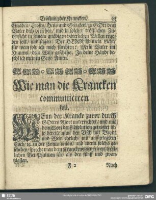 Wie man die Krancken communiciren soll