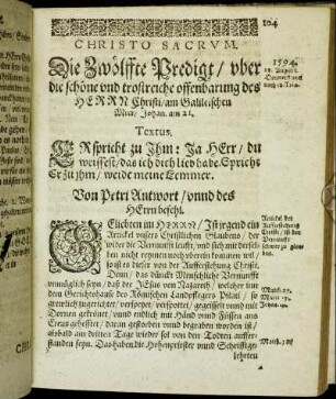Die Zwölffte Predigt/ [...] - Die Dreyzehende Predigt/ [...]