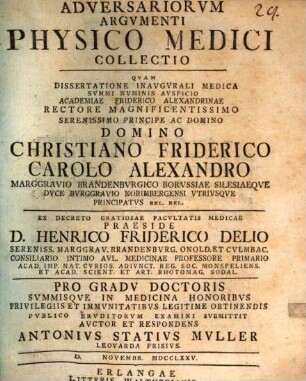 Adversariorvm Argvmenti Physico-Medici Collectio