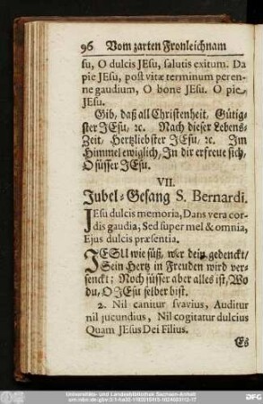 VII. Jubel-Gesang S. Bernardi.