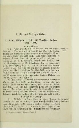I. König Wilhelm I., seit 1871 Deutscher Kaiser. 1861-1888