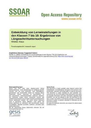 Entwicklung von Lerneinstellungen in den Klassen 7 bis 10: Ergebnisse von Längsschnittuntersuchungen