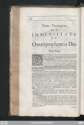 Theses Theologicae, De Immensitate Et Omnipraesentia Dei